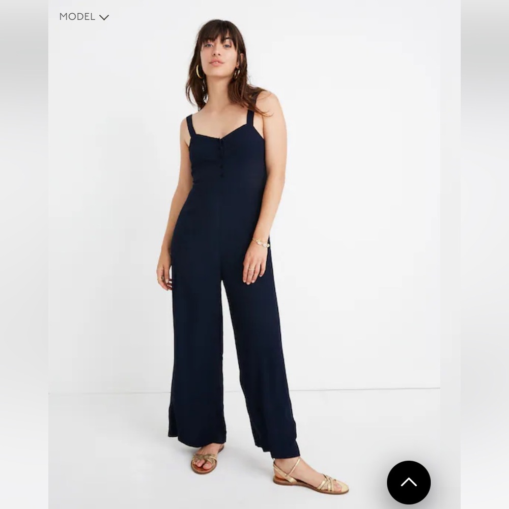 Madewell wide leg button front jumpsuit navy size 2T